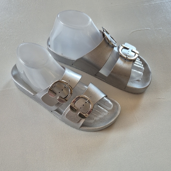 Lane Bryant Shoes - Lane Bryant Silver Sandals with Adjustable Straps